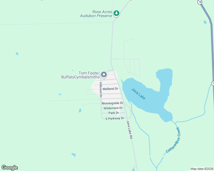 map of restaurants, bars, coffee shops, grocery stores, and more near 68 Woodcrest in Arcade
