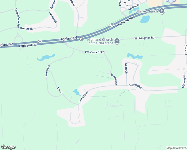 map of restaurants, bars, coffee shops, grocery stores, and more near 1209 Saint Andrews in Highland Charter Township