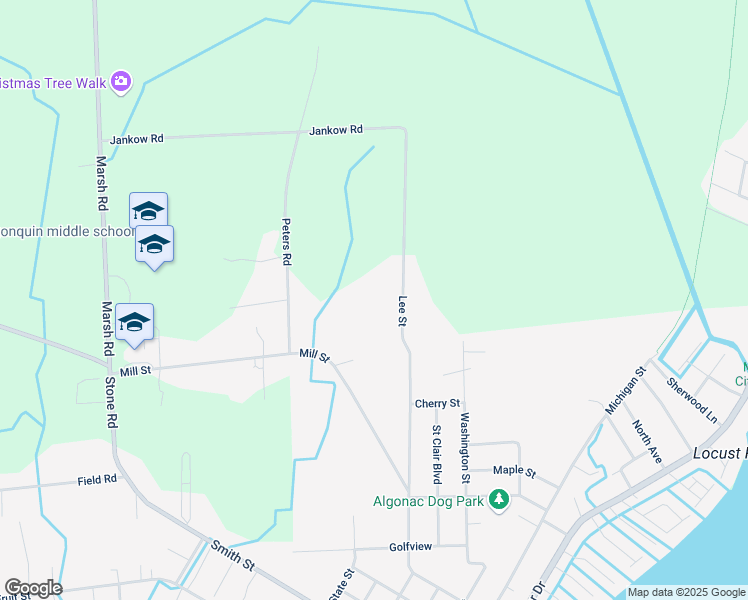 map of restaurants, bars, coffee shops, grocery stores, and more near 9804 Lee Street in Algonac