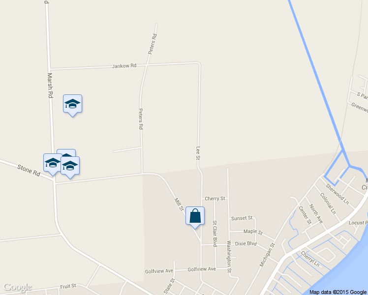 map of restaurants, bars, coffee shops, grocery stores, and more near 9804 Lee St in Algonac