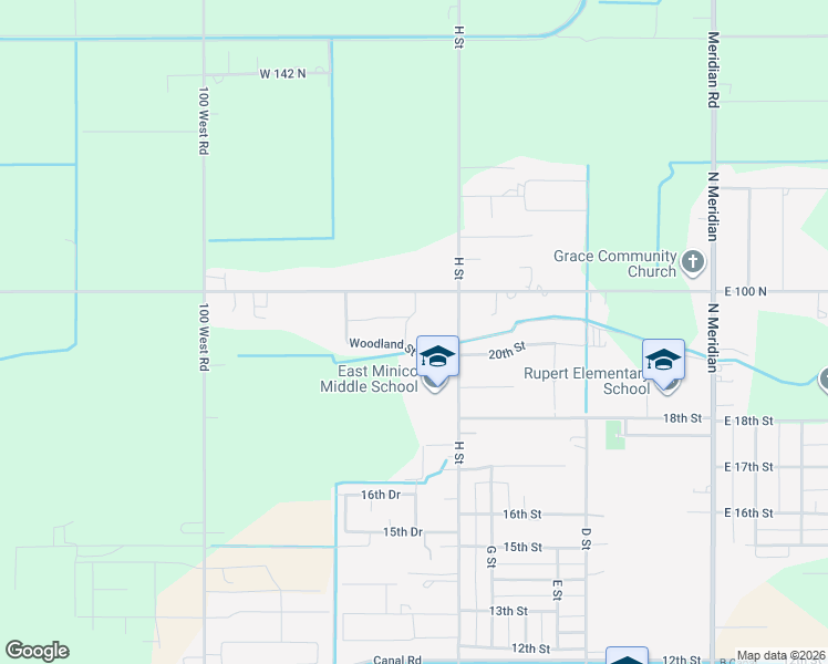 map of restaurants, bars, coffee shops, grocery stores, and more near 2010 Red Tail Street in Rupert