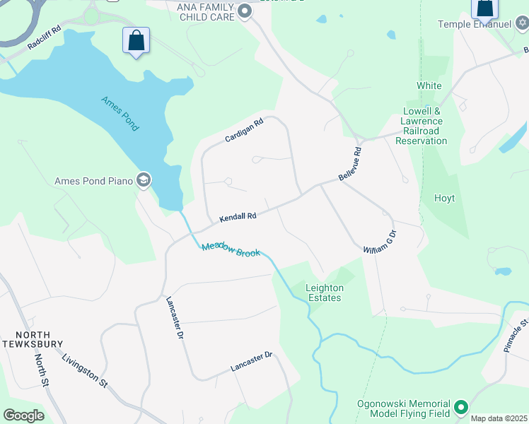 map of restaurants, bars, coffee shops, grocery stores, and more near 480 Kendall Road in Tewksbury