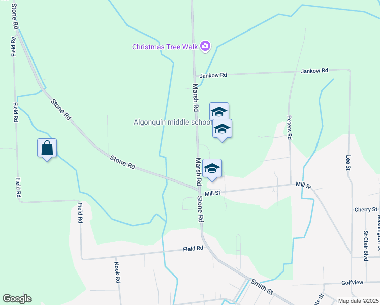 map of restaurants, bars, coffee shops, grocery stores, and more near 9180 Marsh Road in Clay Township