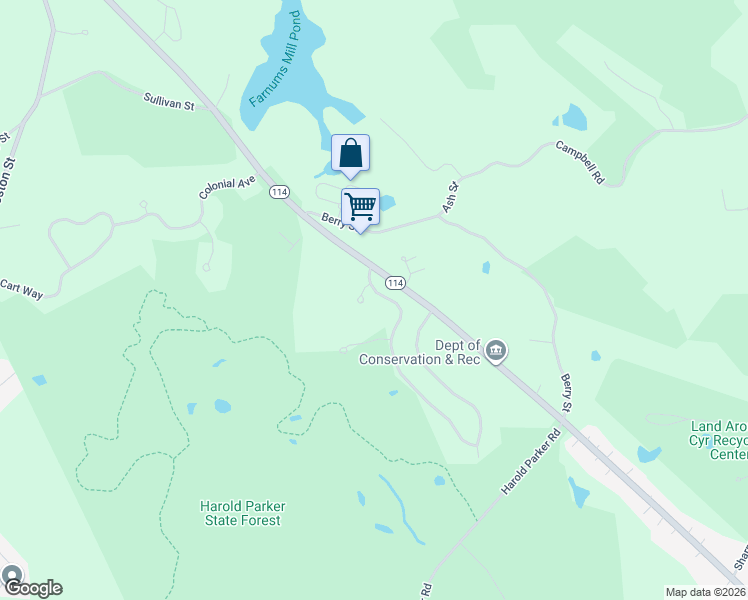 map of restaurants, bars, coffee shops, grocery stores, and more near 21 Amberville Road in North Andover