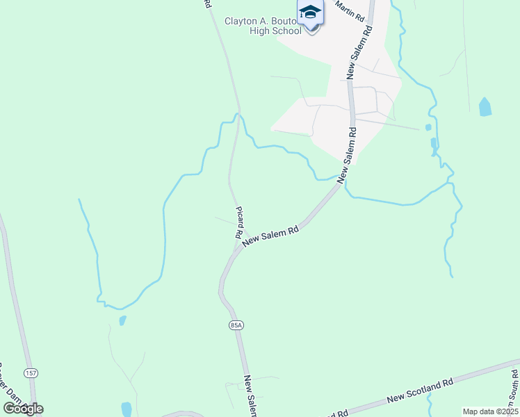 map of restaurants, bars, coffee shops, grocery stores, and more near 576 New Salem Road in Voorheesville
