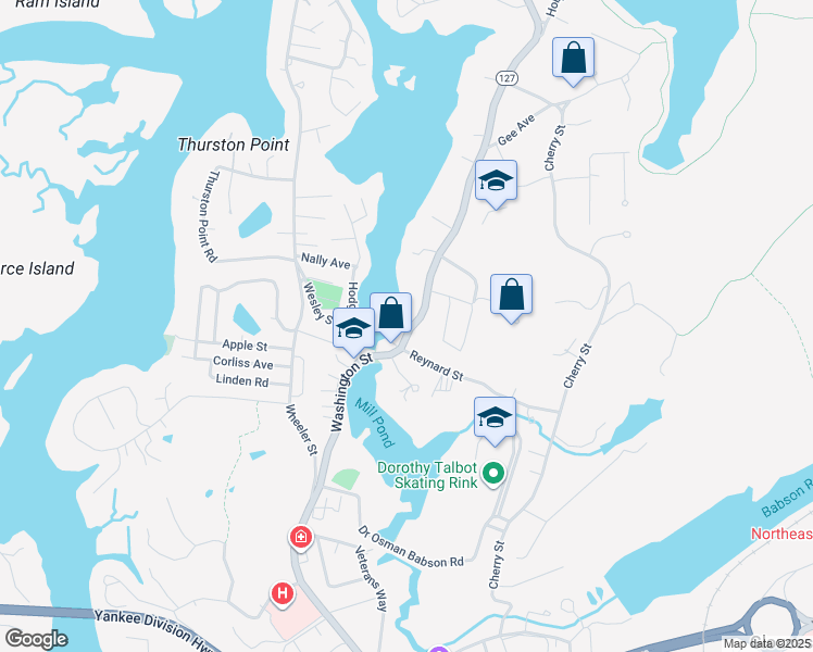 map of restaurants, bars, coffee shops, grocery stores, and more near 6 Reynard Street in Gloucester