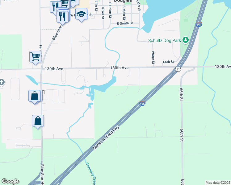 map of restaurants, bars, coffee shops, grocery stores, and more near 6695 Yamoto Way in Fennville