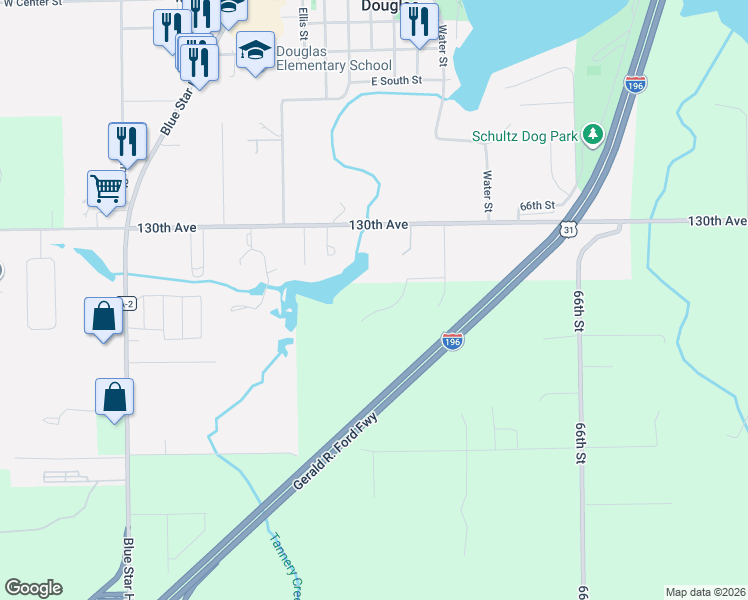 map of restaurants, bars, coffee shops, grocery stores, and more near 6695 Yamoto Way in Fennville