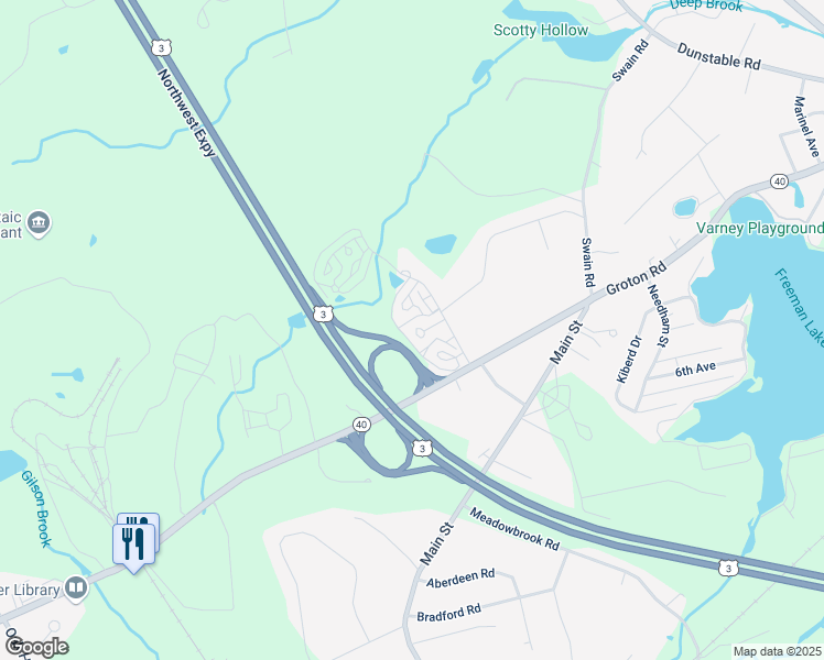 map of restaurants, bars, coffee shops, grocery stores, and more near B4 Scotty Hollow Drive in Chelmsford