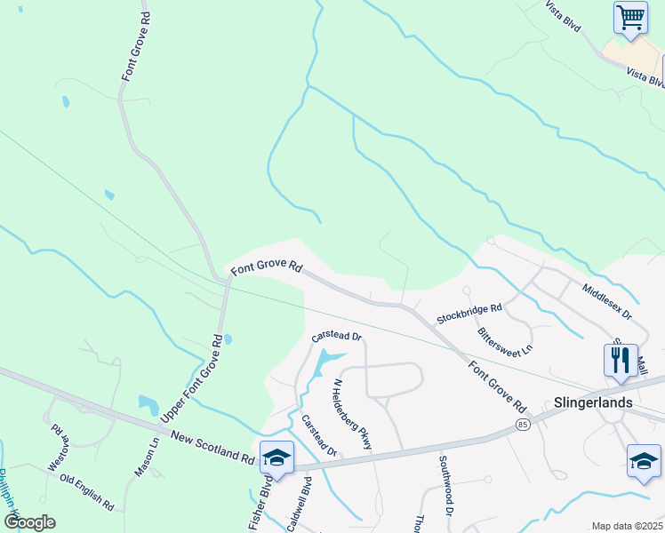 map of restaurants, bars, coffee shops, grocery stores, and more near in Slingerlands