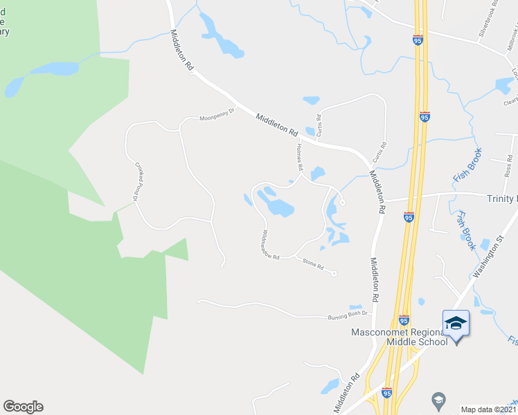 map of restaurants, bars, coffee shops, grocery stores, and more near 20 Wildmeadow Road in Boxford