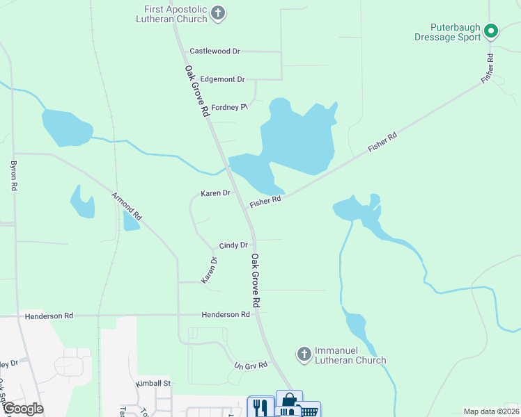 map of restaurants, bars, coffee shops, grocery stores, and more near 2426 Fisher Road in Howell