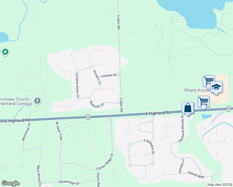 map of restaurants, bars, coffee shops, grocery stores, and more near 9292 Rotundo Drive in Howell