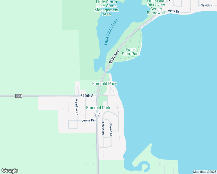 map of restaurants, bars, coffee shops, grocery stores, and more near 112 North Emerald Drive in Storm Lake