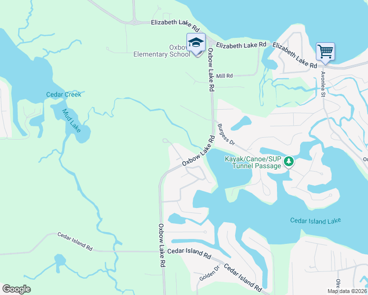 map of restaurants, bars, coffee shops, grocery stores, and more near 480 Oxbow Lake Road in White Lake charter Township