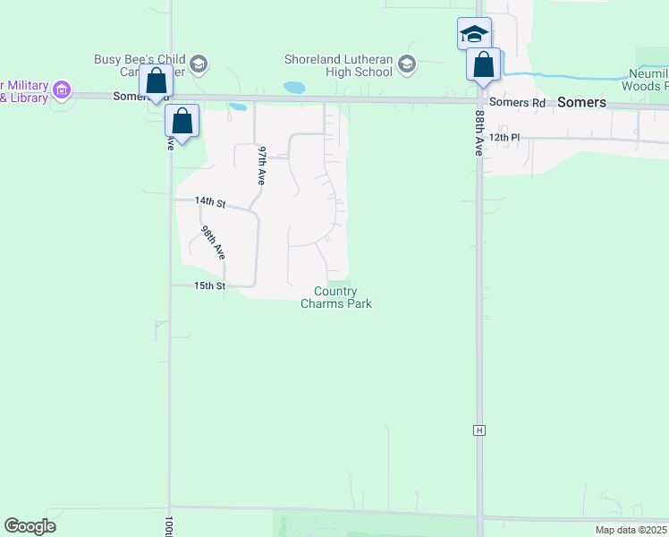 map of restaurants, bars, coffee shops, grocery stores, and more near 1435 94th Avenue in Kenosha