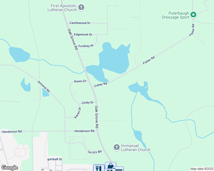 map of restaurants, bars, coffee shops, grocery stores, and more near 2442 Fisher Road in Howell