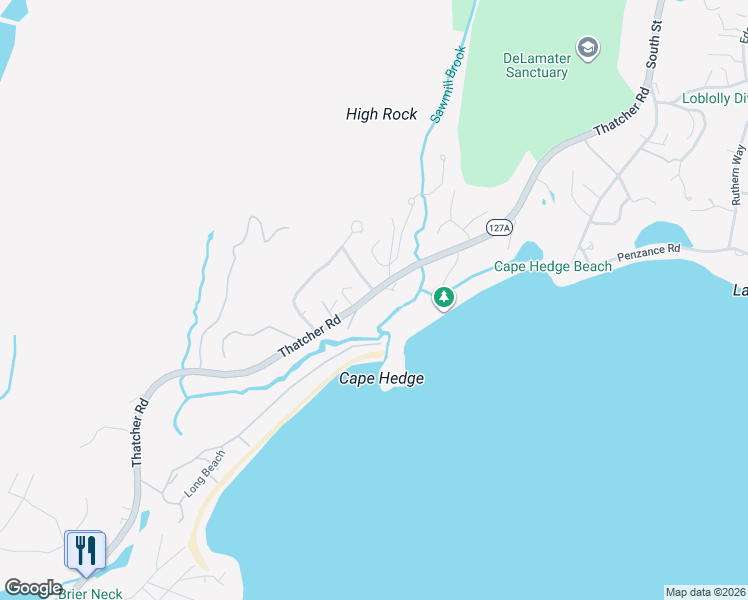 map of restaurants, bars, coffee shops, grocery stores, and more near 85 Thatcher Road in Rockport