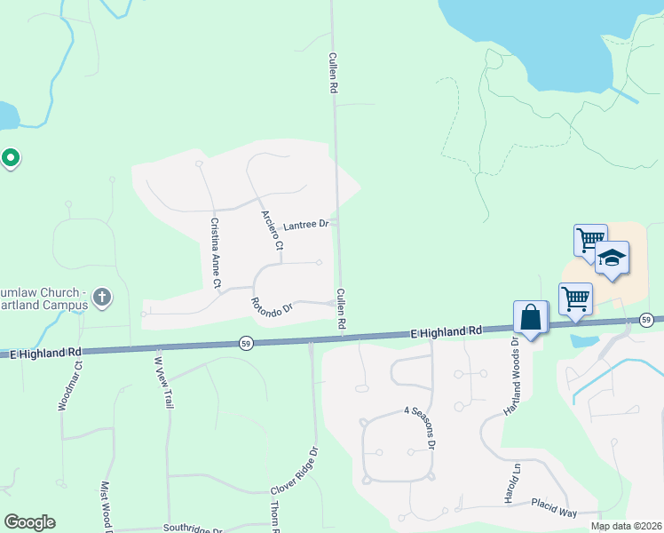 map of restaurants, bars, coffee shops, grocery stores, and more near 9292 Rotundo Drive in Howell