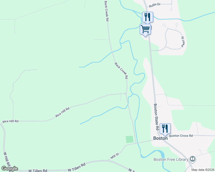 map of restaurants, bars, coffee shops, grocery stores, and more near 6615 Rice Hill Road in Boston