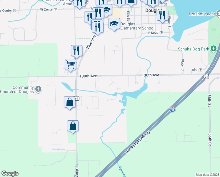 map of restaurants, bars, coffee shops, grocery stores, and more near 243 Wiley Road in Douglas
