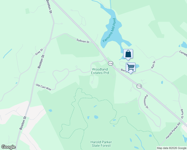 map of restaurants, bars, coffee shops, grocery stores, and more near 43 Oxbow Circle in North Andover