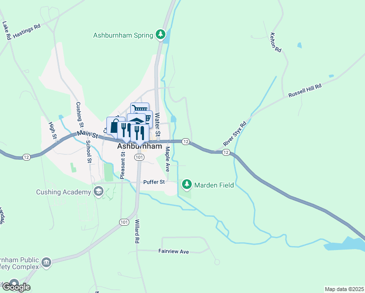 map of restaurants, bars, coffee shops, grocery stores, and more near in Ashburnham