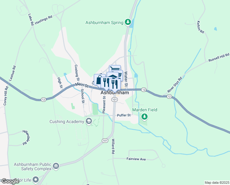 map of restaurants, bars, coffee shops, grocery stores, and more near in Ashburnham