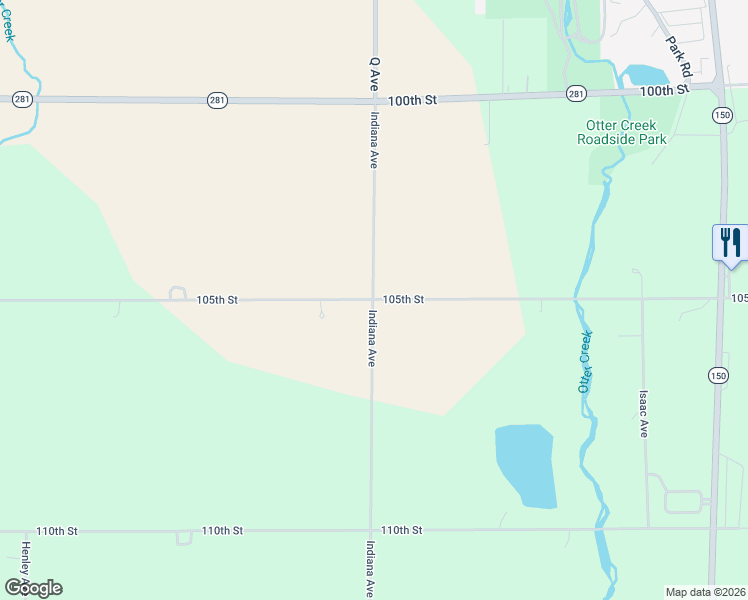 map of restaurants, bars, coffee shops, grocery stores, and more near 1800 105th Street in Oelwein
