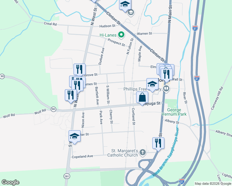 map of restaurants, bars, coffee shops, grocery stores, and more near 8 Orchard Drive in Homer
