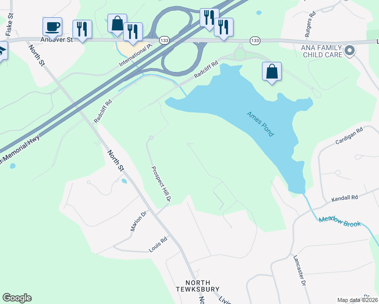 map of restaurants, bars, coffee shops, grocery stores, and more near 248 Catamount Road in Tewksbury