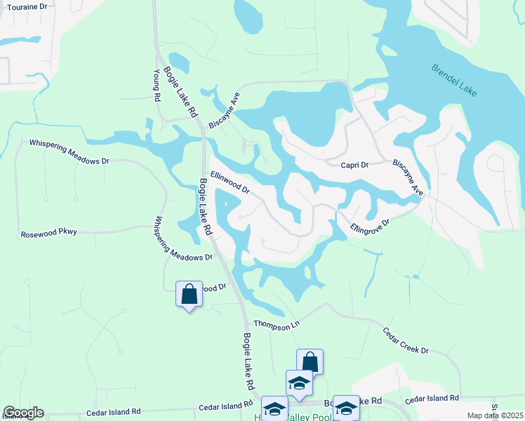 map of restaurants, bars, coffee shops, grocery stores, and more near 6630 Ellinwood Drive in White Lake charter Township