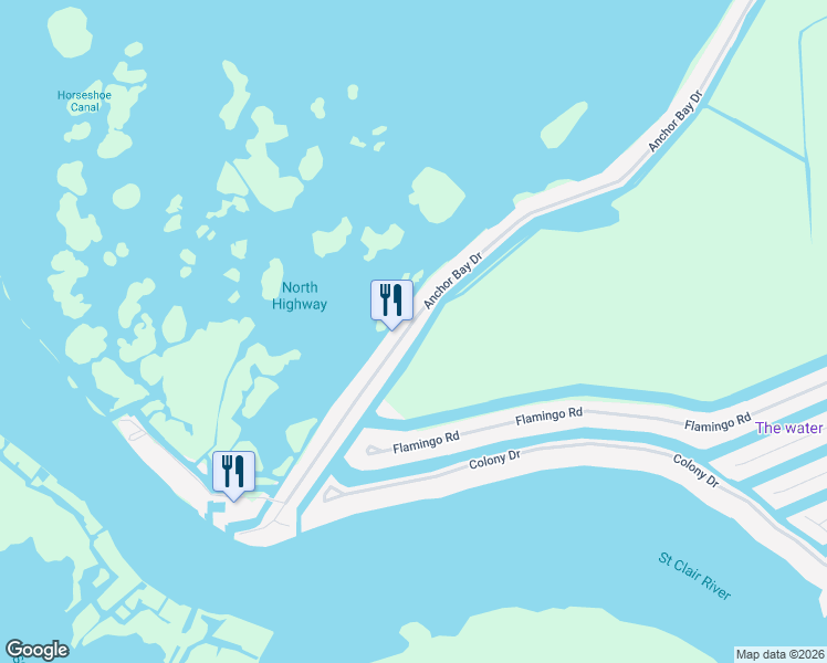 map of restaurants, bars, coffee shops, grocery stores, and more near 8772 Anchor Bay Drive in Clay Township
