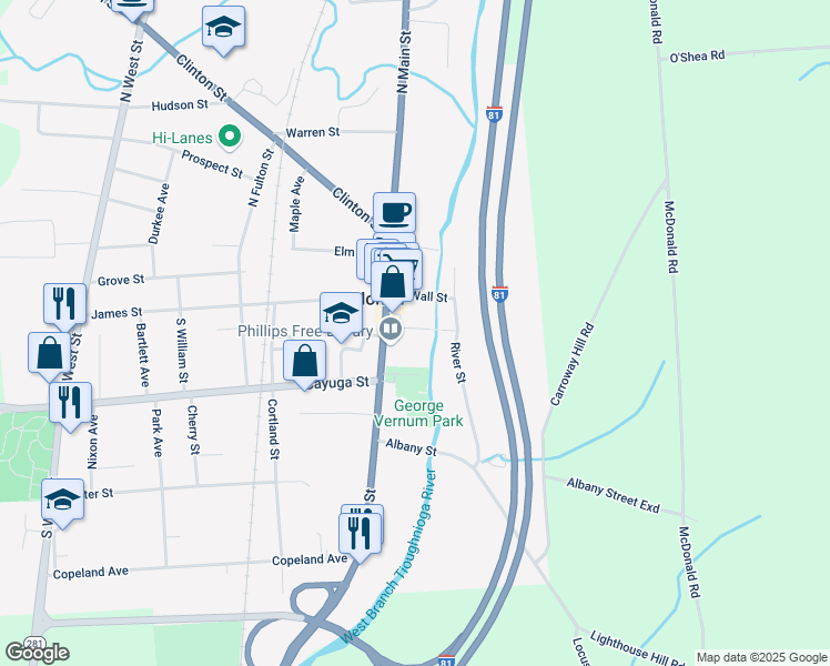 map of restaurants, bars, coffee shops, grocery stores, and more near 9 Pine St in Homer