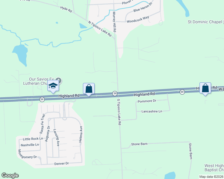 map of restaurants, bars, coffee shops, grocery stores, and more near 13969-13999 West Highland Road in Hartland