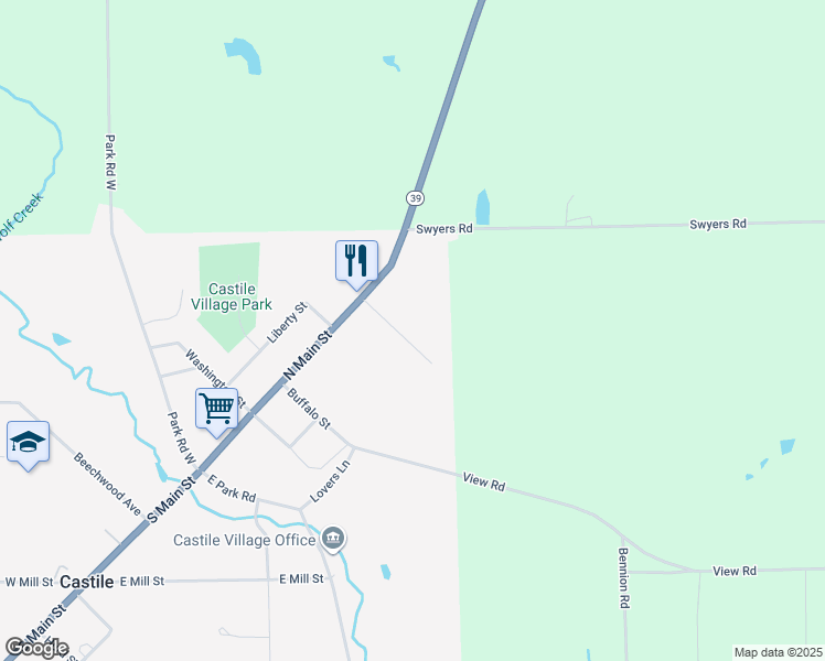 map of restaurants, bars, coffee shops, grocery stores, and more near 8 Meadowview Lane in Castile