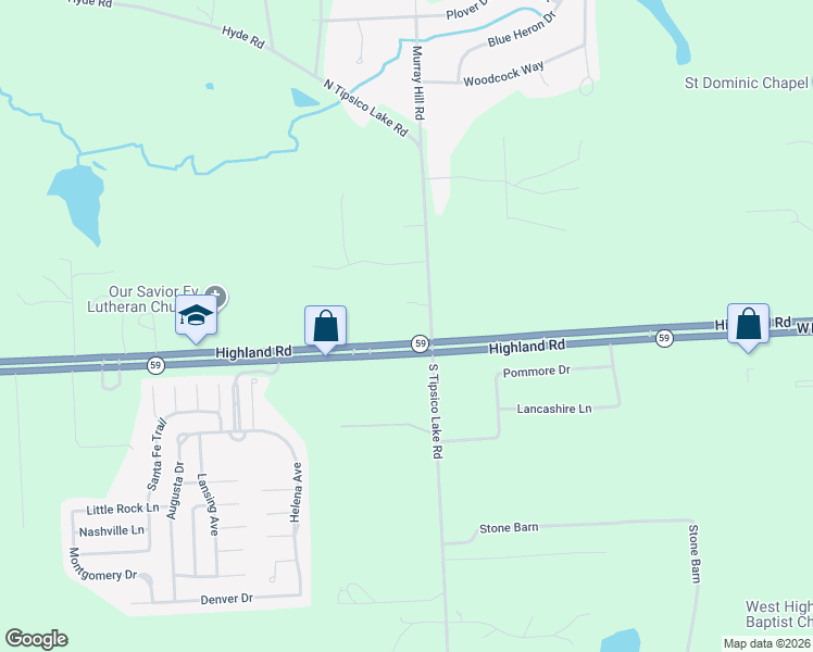 map of restaurants, bars, coffee shops, grocery stores, and more near 13969-13999 West Highland Road in Hartland