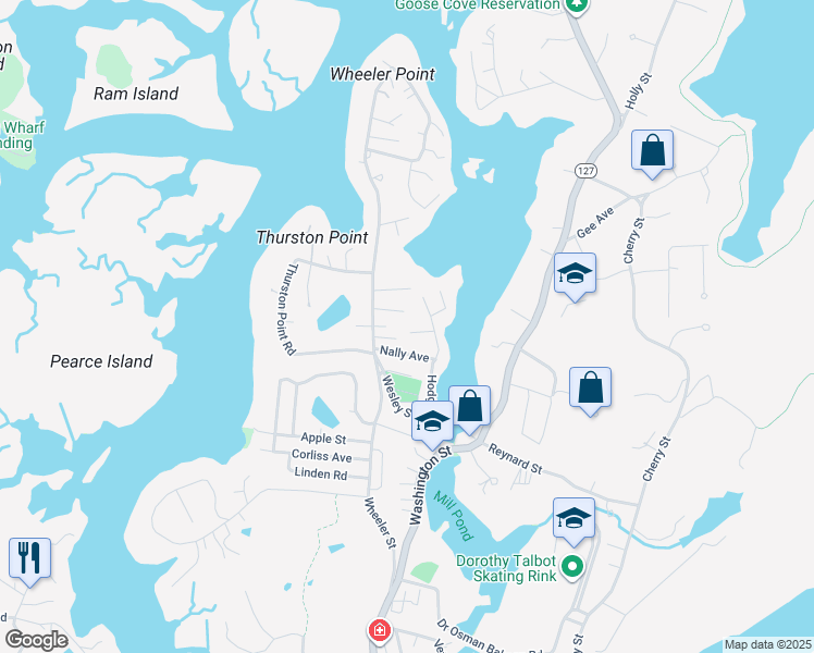 map of restaurants, bars, coffee shops, grocery stores, and more near 4 Hudson Road in Gloucester