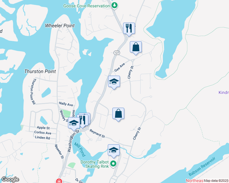 map of restaurants, bars, coffee shops, grocery stores, and more near 138 Cherry Street in Gloucester