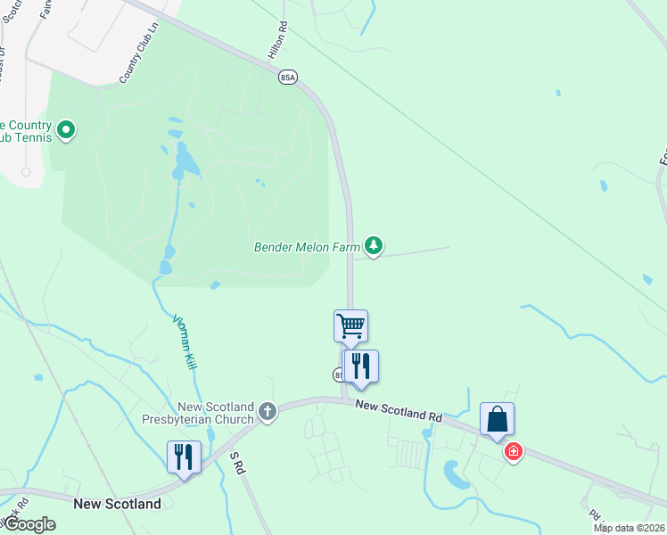 map of restaurants, bars, coffee shops, grocery stores, and more near 307 Maple Road in Slingerlands
