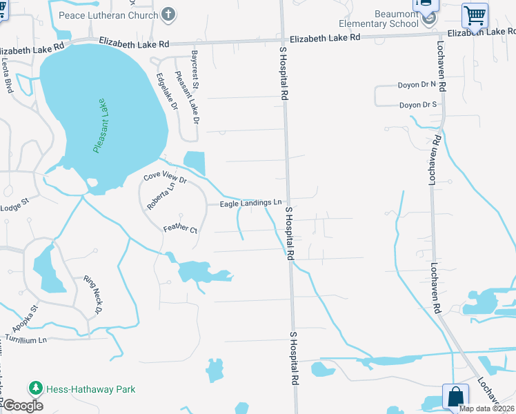 map of restaurants, bars, coffee shops, grocery stores, and more near 330 South Hospital Road in Waterford Township