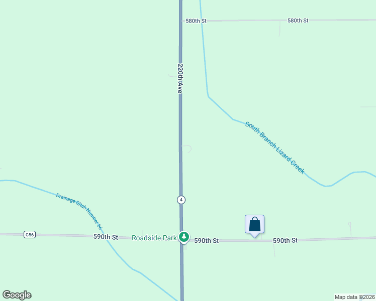 map of restaurants, bars, coffee shops, grocery stores, and more near 58522 220th Avenue in Pomeroy