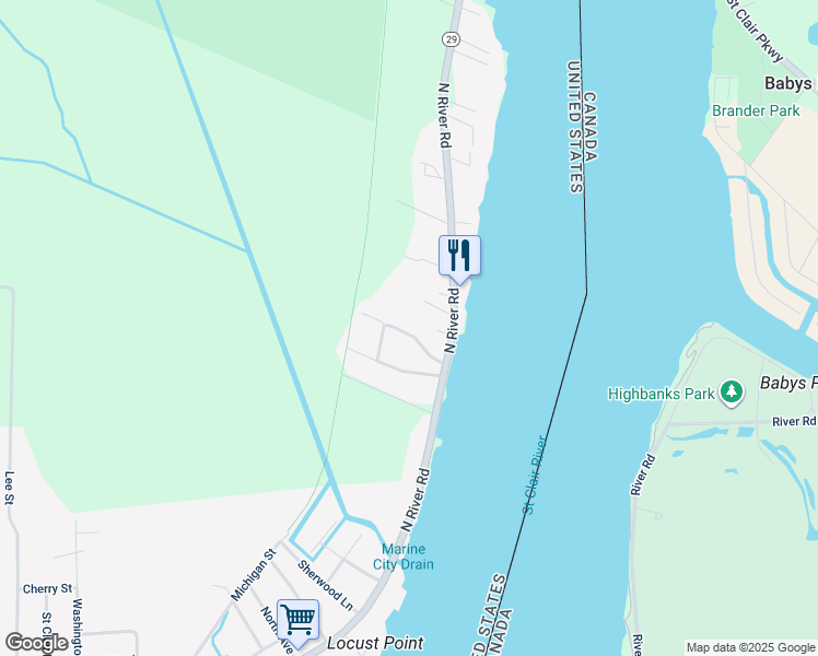 map of restaurants, bars, coffee shops, grocery stores, and more near 354 North Parkway Drive in Clay Township