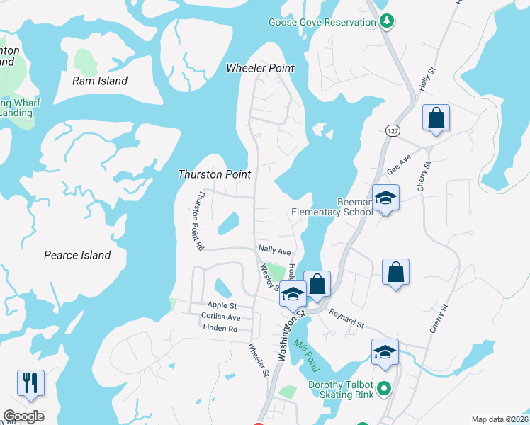 map of restaurants, bars, coffee shops, grocery stores, and more near 2 Rose Lane in Gloucester