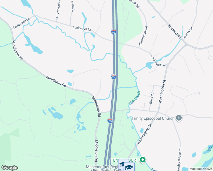 map of restaurants, bars, coffee shops, grocery stores, and more near 40 Curtis Road in Boxford
