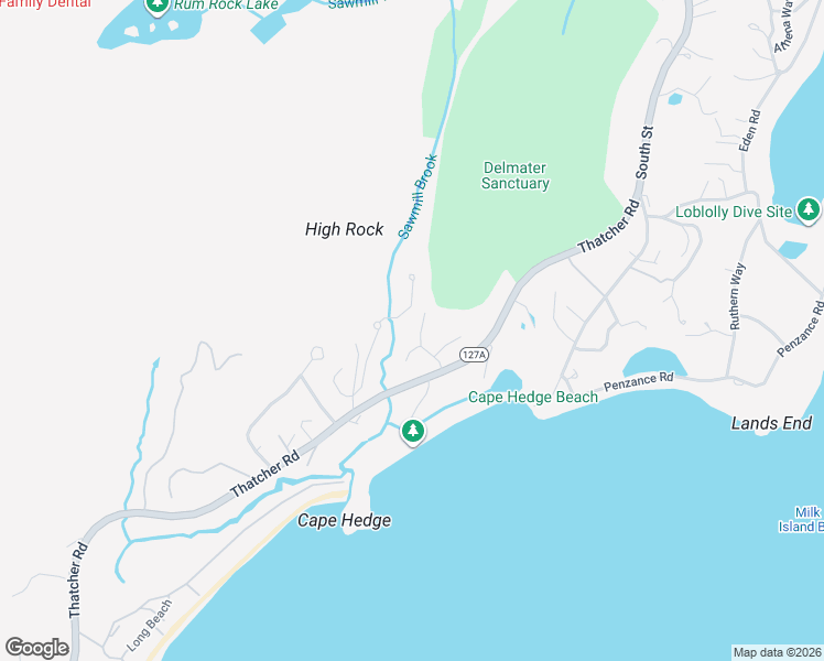 map of restaurants, bars, coffee shops, grocery stores, and more near 9 Ridgewood Road in Rockport