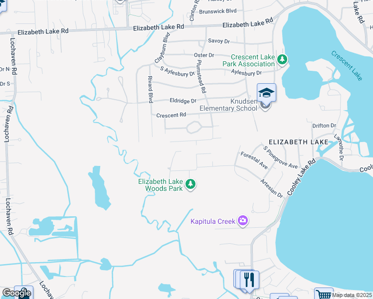 map of restaurants, bars, coffee shops, grocery stores, and more near 471 River Ridge Drive in Oakland County