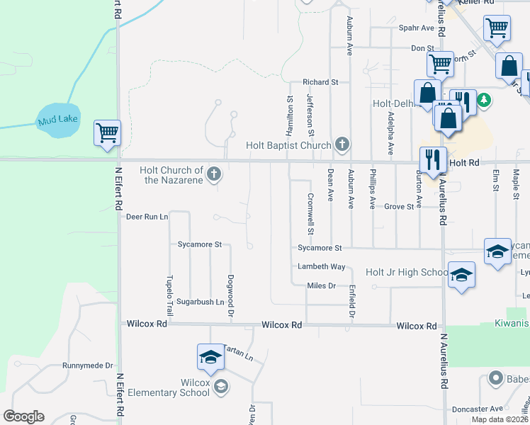 map of restaurants, bars, coffee shops, grocery stores, and more near 1909 Pageant Way in Delhi charter Township