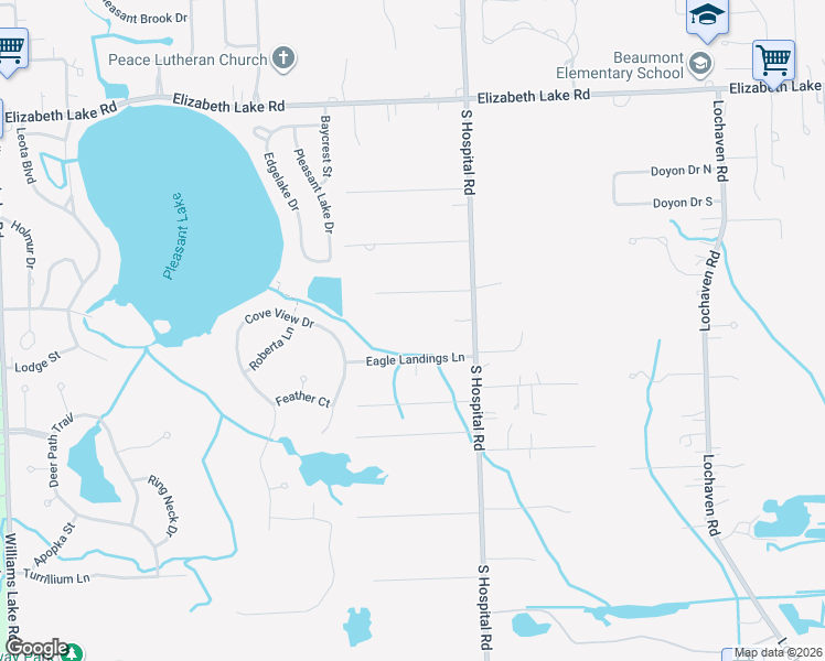 map of restaurants, bars, coffee shops, grocery stores, and more near 330 South Hospital Road in Waterford Township