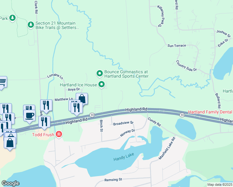 map of restaurants, bars, coffee shops, grocery stores, and more near 2201-2399 Golden Court in Hartland